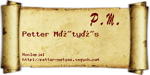 Petter Mátyás névjegykártya